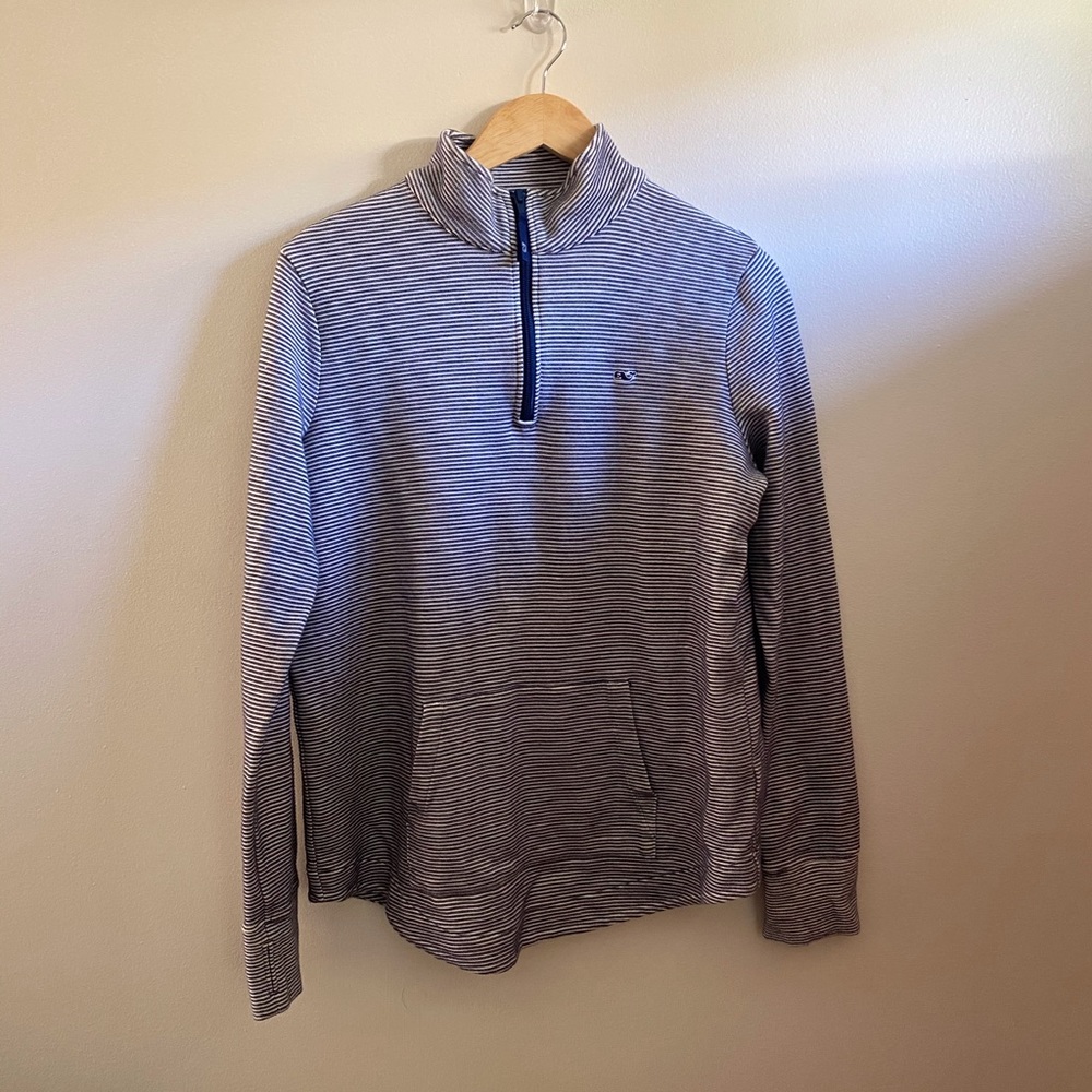 Vineyard Vines Textured Blue White Stripe Shep Pullover